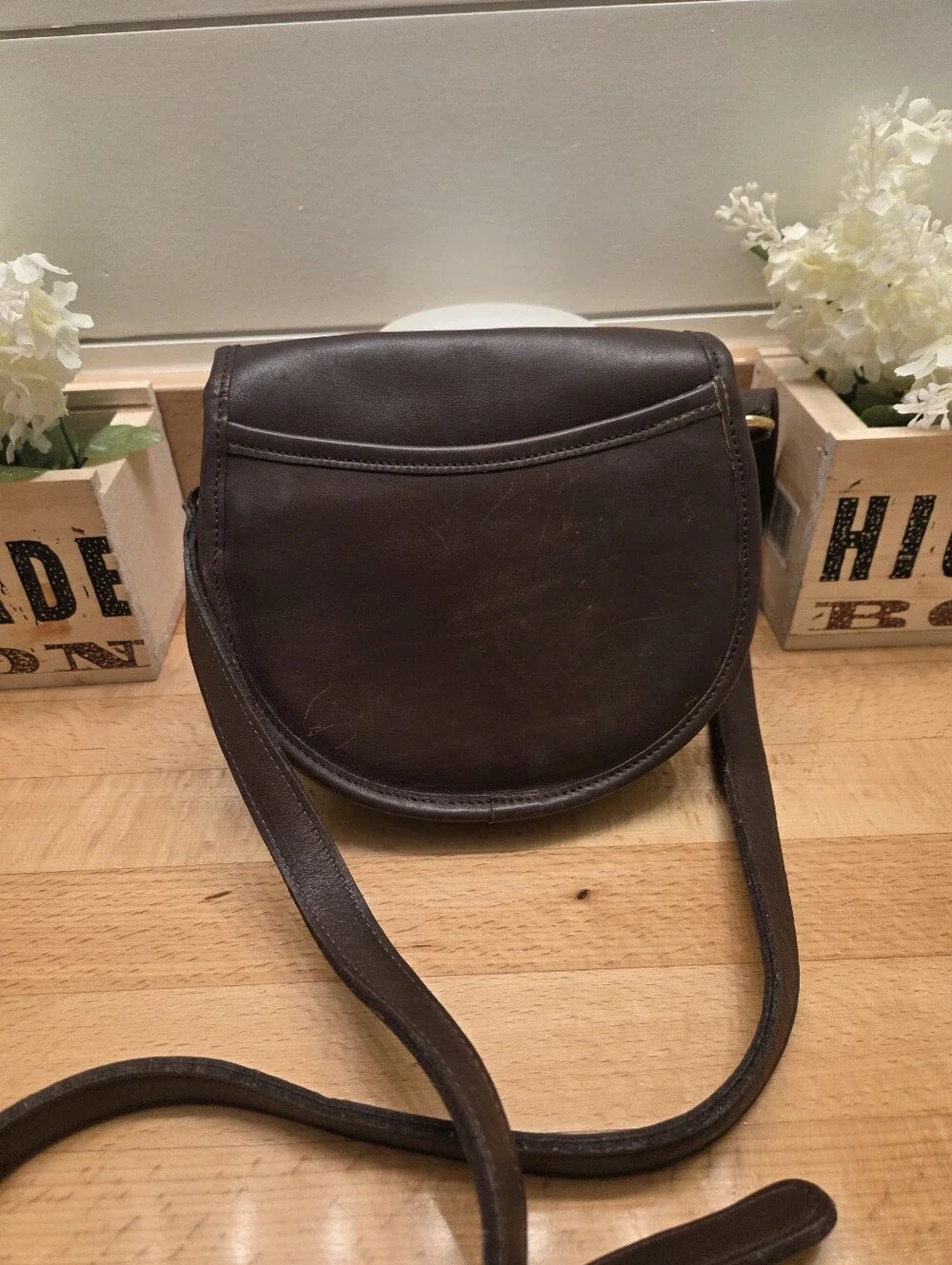 Vintage COACH Watson Mahogany Brown Leather Small Flap Crossbody Bag #9981